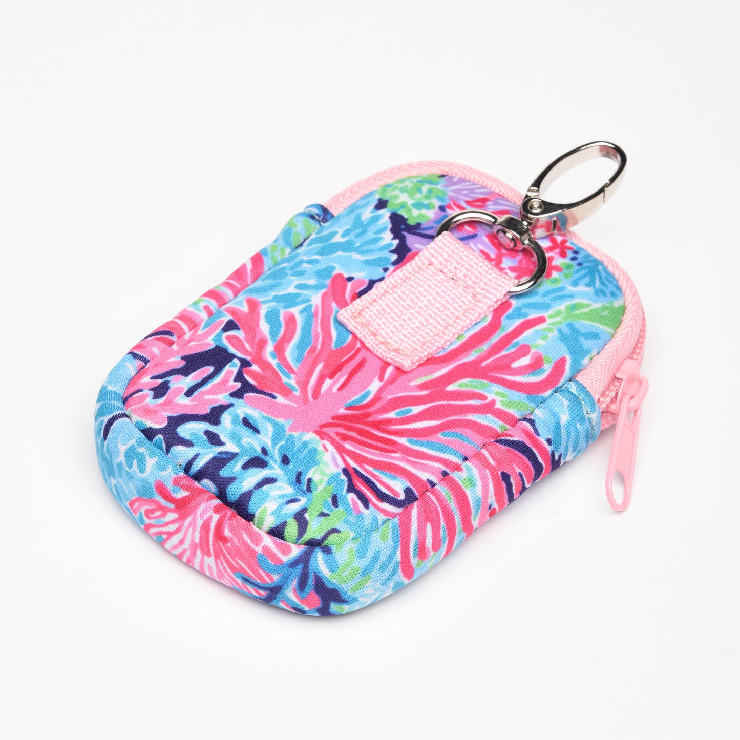 Zippered Pouch Coral Cove with Hang Clip, Compatible with Touchland Hand Sanitizer Spray *SANITIZER NOT INCLUDED*