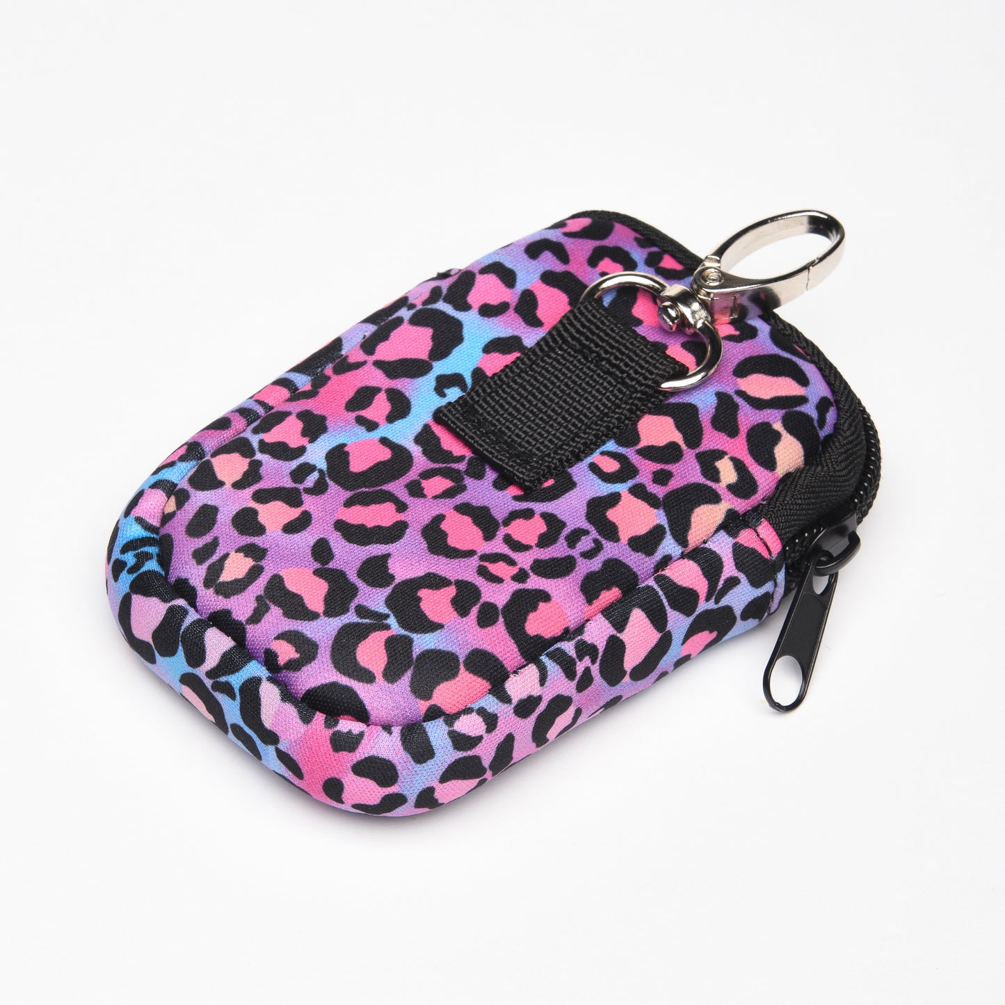 Zippered Pouch Lava Leopard with Hang Clip, Compatible with Touchland Hand Sanitizer Spray *SANITIZER NOT INCLUDED*