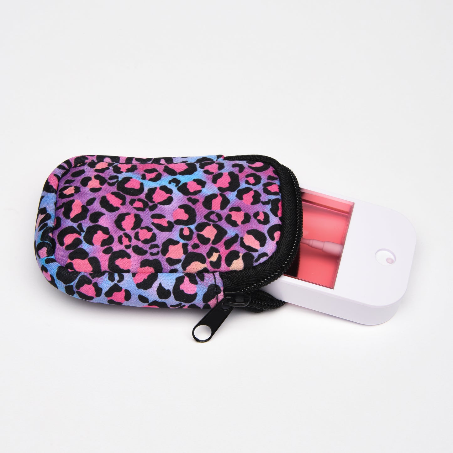 Zippered Pouch Lava Leopard with Hang Clip, Compatible with Touchland Hand Sanitizer Spray *SANITIZER NOT INCLUDED*