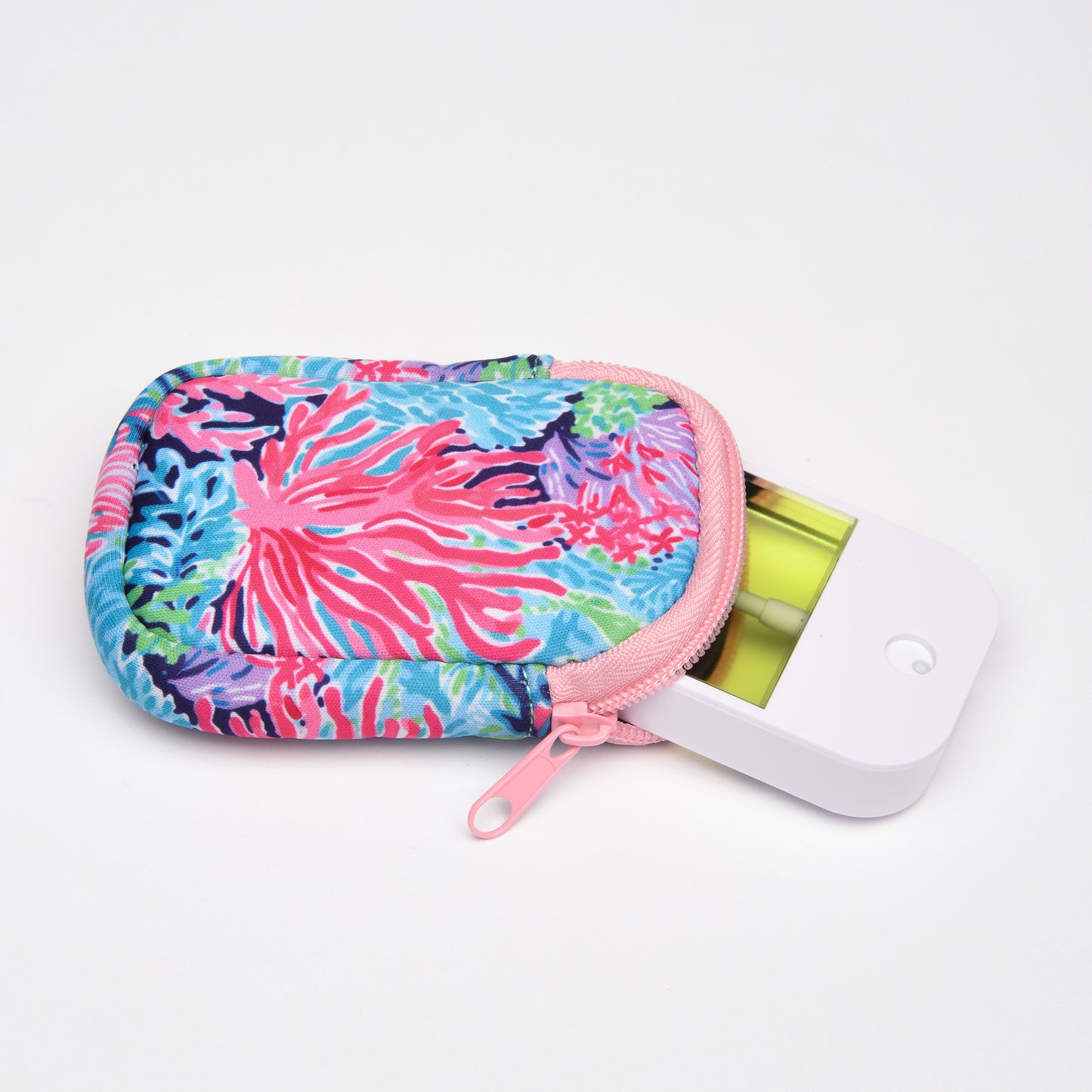 Zippered Pouch Coral Cove with Hang Clip, Compatible with Touchland Hand Sanitizer Spray *SANITIZER NOT INCLUDED*