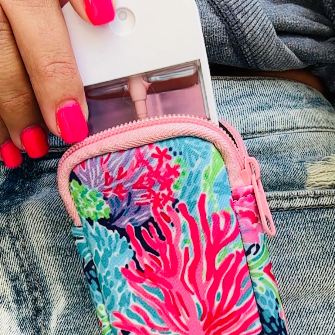 All Zippered Pouches with Hang Clip, Compatible with Touchland Hand Sanitizer Spray *SANITIZER NOT INCLUDED*