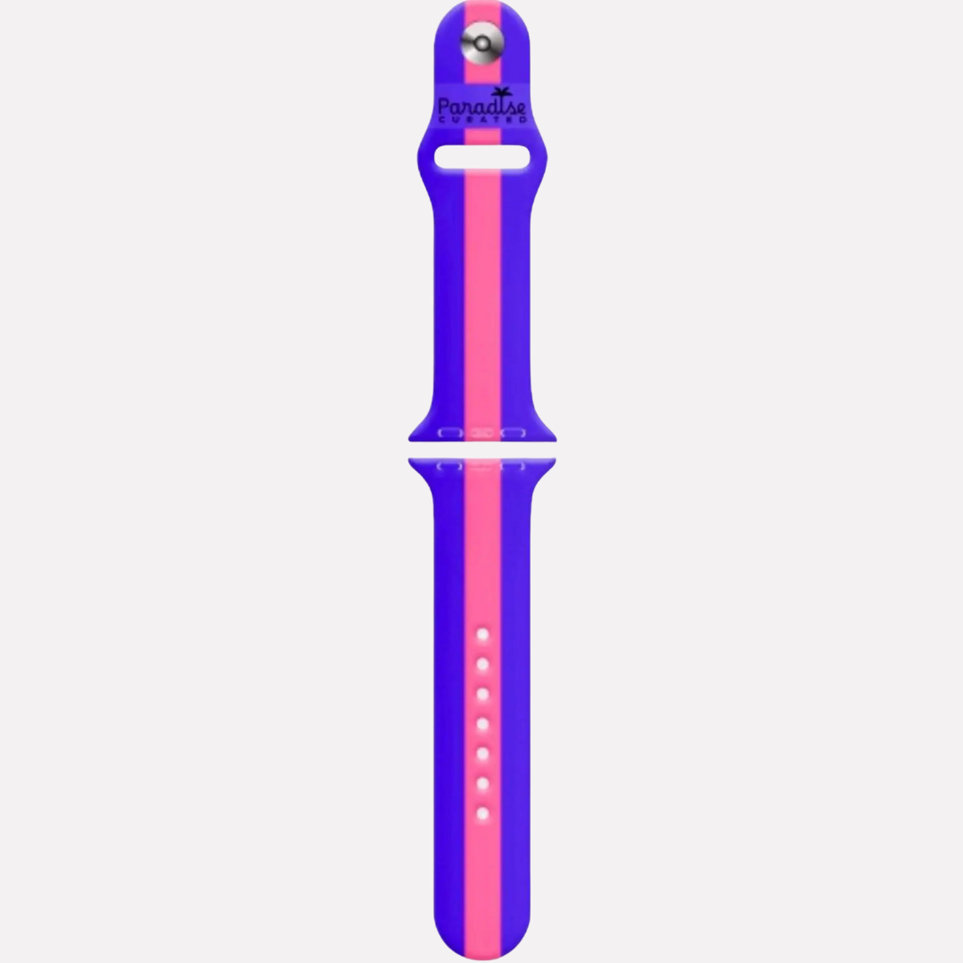 All Apple Watch bands bold & colorful by Paradise Curated. Inspired by Lilly Pulitzer prints. Small/Medium and Medium/Large sizes available. Fits Series 1–9 & SE.
