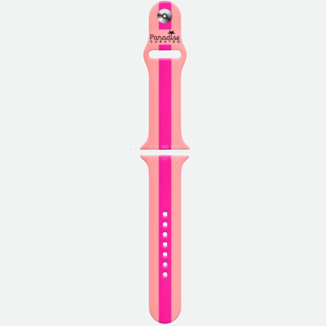 All Apple Watch bands bold & colorful by Paradise Curated. Inspired by Lilly Pulitzer prints. Small/Medium and Medium/Large sizes available. Fits Series 1–9 & SE.