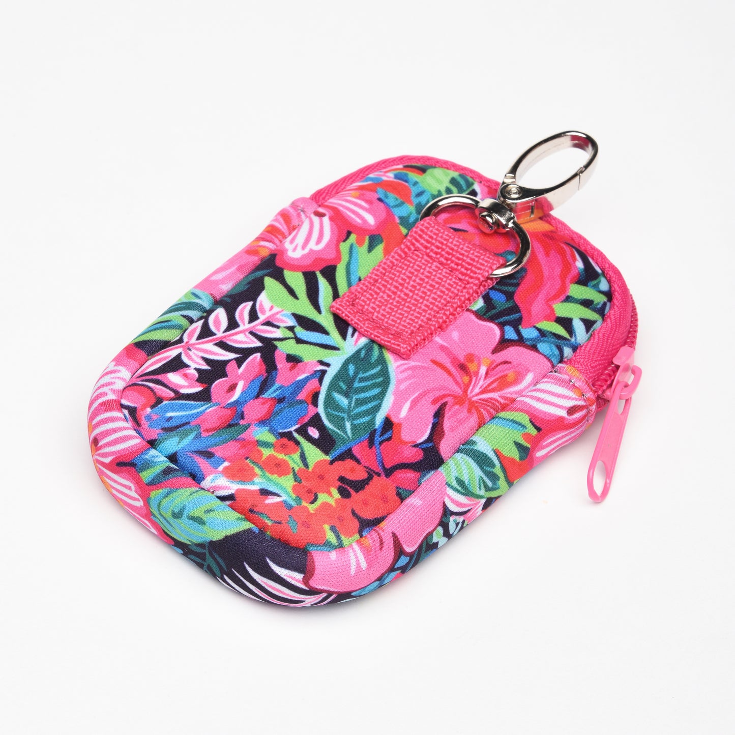 Zippered Pouch Hibiscus Haven with Hang Clip, Compatible with Touchland Hand Sanitizer Spray *SANITIZER NOT INCLUDED*