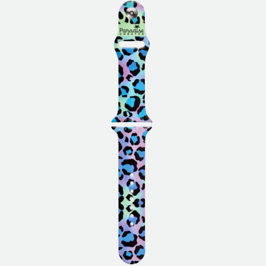 Apple Watch Cool Cat band. Bold & colorful by Paradise Curated. Inspired by Lilly Pulitzer prints. Small/Medium and Medium/Large sizes available. Fits Series 1–9 & SE.